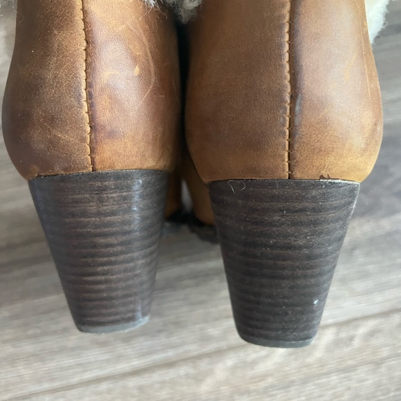 BORN Shearling Lined Tan Leather Heeled Boots | 37 - Picture 8 of 11